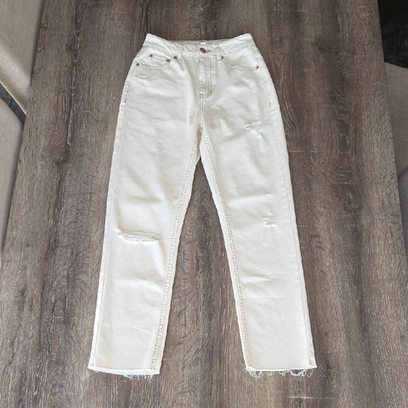 AND NOW THIS Cream Denim Ripped Distressed Jeans - Picture 1 of 9